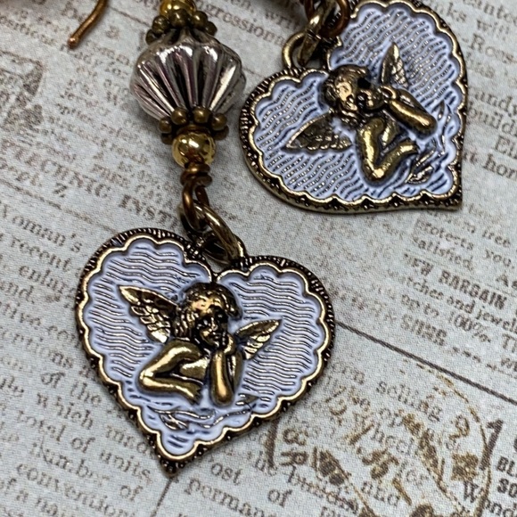 NEW Angel heart earrings silver gold copper NWOT - Picture 3 of 6